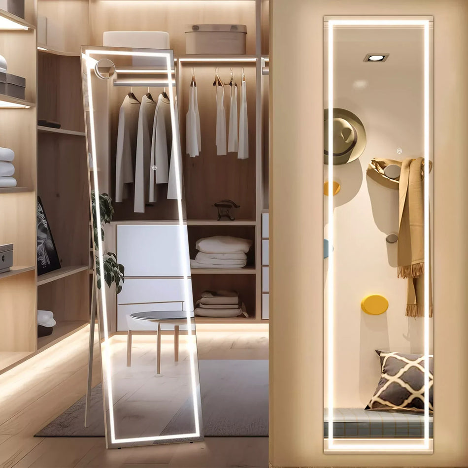Homfa LED Full Length Mirror Stand 3 Color Modes Dimmable