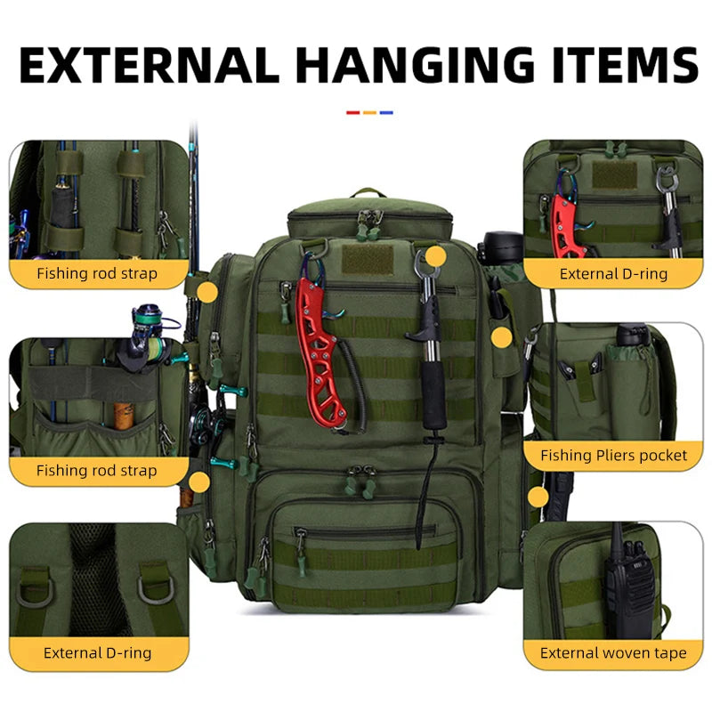 Tactical Fishing Backpack With Rod Holders &ndash; Lightweight