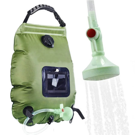 Solar Shower Bag 20L Outdoor - Portable Camping Shower with Solar Heating green