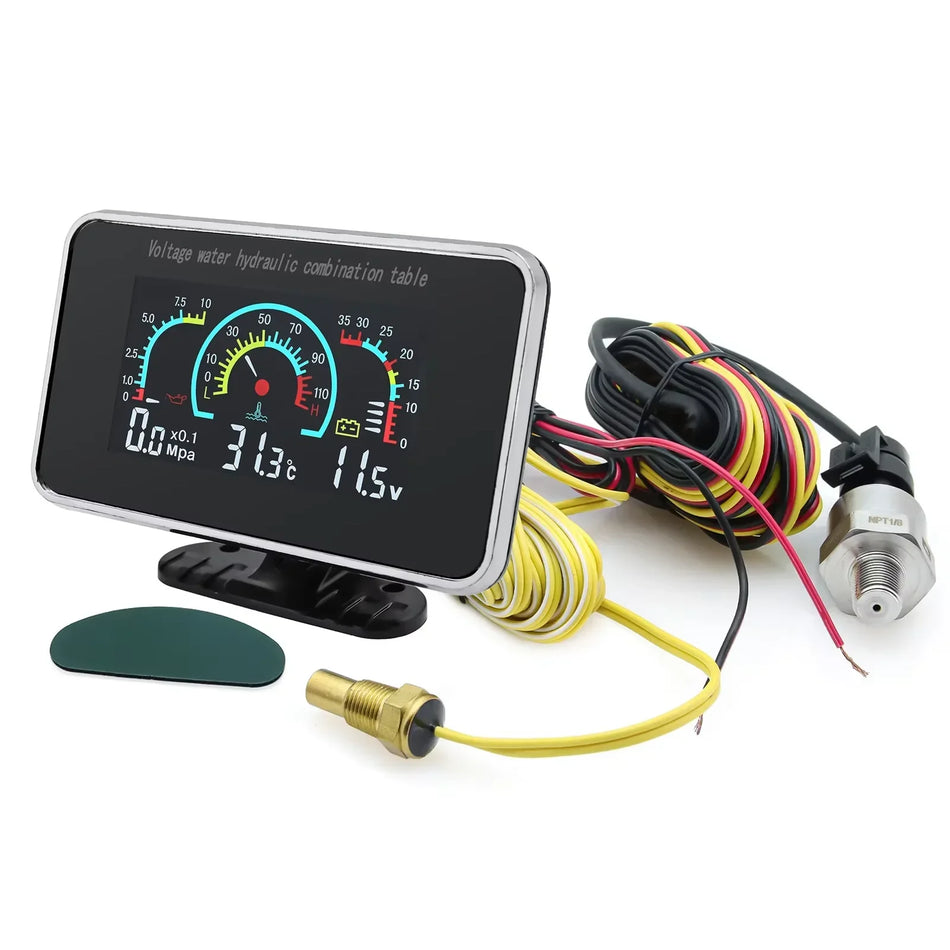 3 σε 1 Οθόνη LCD για Θερμοκρασία Νερού, Πίεση Λαδιού και Τάση (12V/24V)