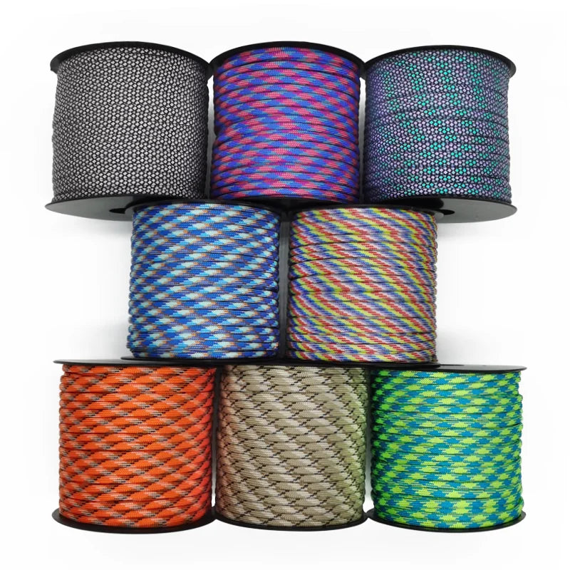 50/100M 7core umbrella rope 550 military 4mm outdoor polyester parachute rope camping survival umbrella tent bundled clothesline