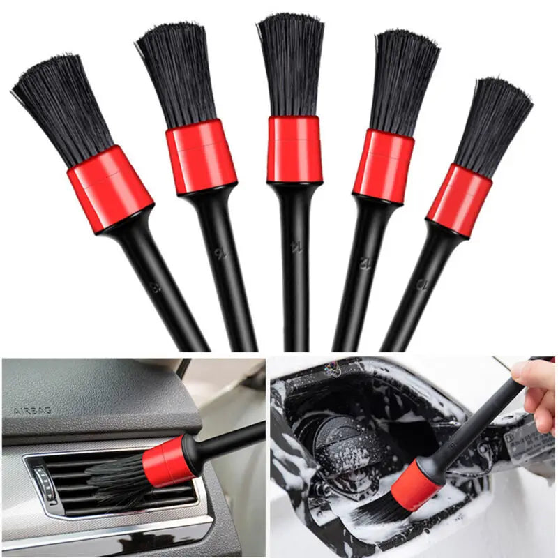 5Pcs Car Cleaning Brush Kit &ndash; Scratch Free Long Bristles