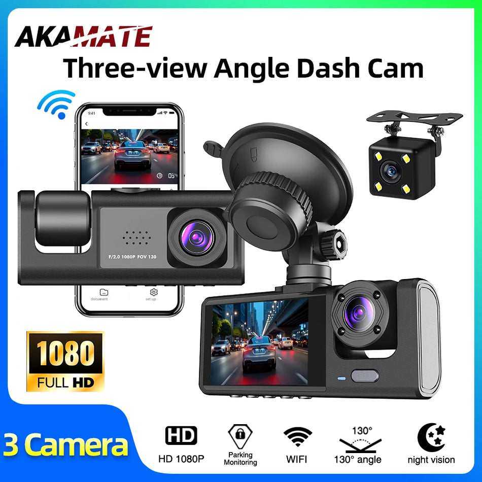 AKAMATE Car DVR 3 Camera Recorder &ndash; 1080P 3-Channel