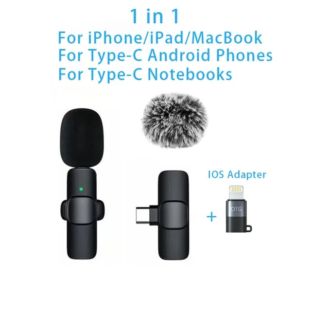2.4G Wireless Lavalier Microphone for iPhone &amp; Android T-L 1in1-K1