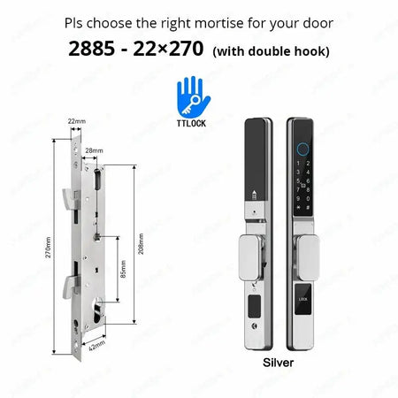 Waterproof Smart Lock with TTLock App Silver2885hook-Short