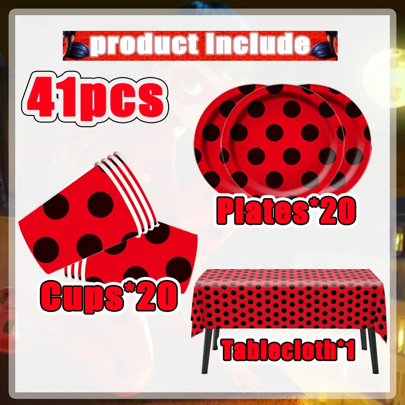 Ladybug Birthday Party Supplies Set BPZ-41PCS / CHINA