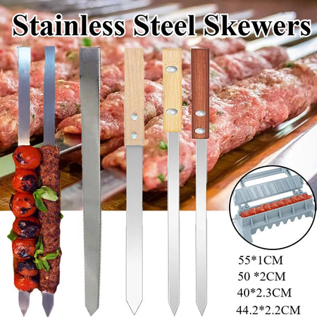 Premium Stainless Steel BBQ Skewers - Perfect for Shish Kebab and Grilling