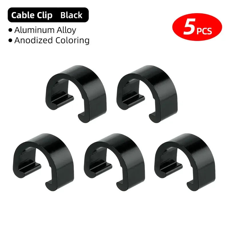 Road MTB Bicycle Cable Clamps &ndash; Durable Aluminum Alloy with Adhesive Base Black 5pcs / CHINA