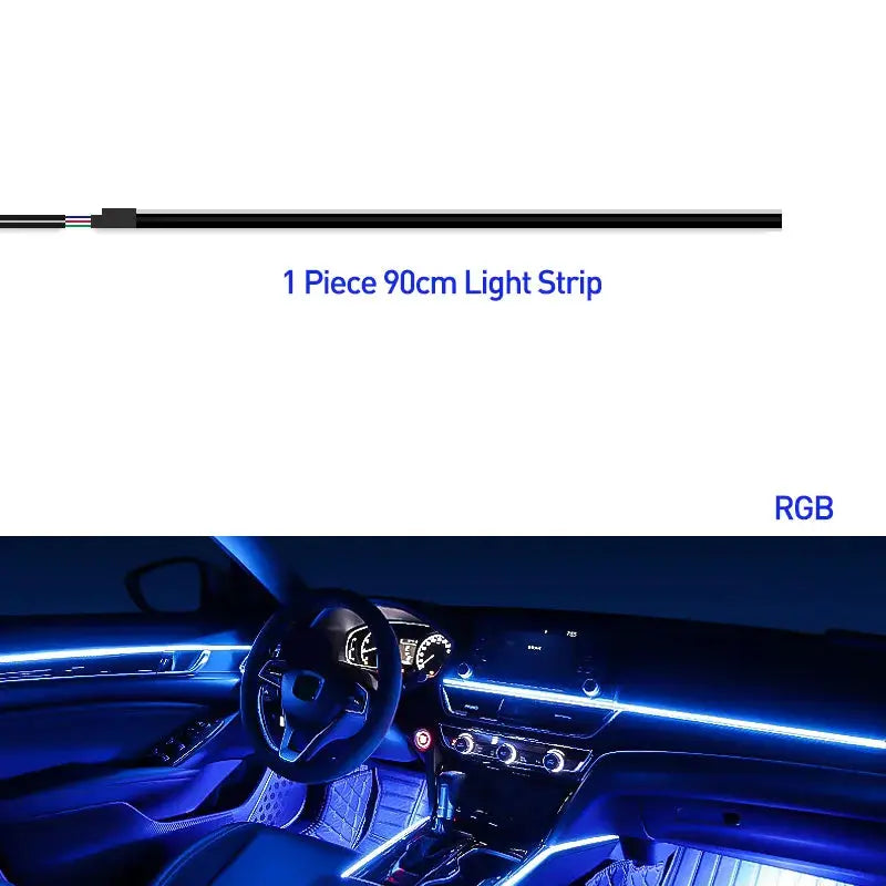 Car Ambient Light Accessories Acrylic Strips 110cm 90cm 75cm 35cm 20cm Full Colors RGB Car Interior Bluetooth App Control by InterCyprus Trading Ltd