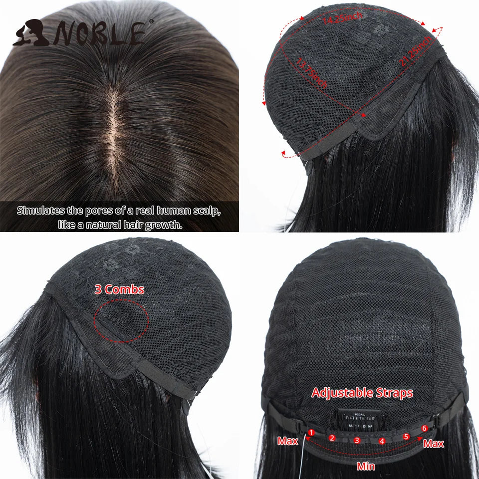 Noble Bob Wig - Silky Straight 16 Inch Synthetic Wig with Bangs for Cosplay and Daily Wear