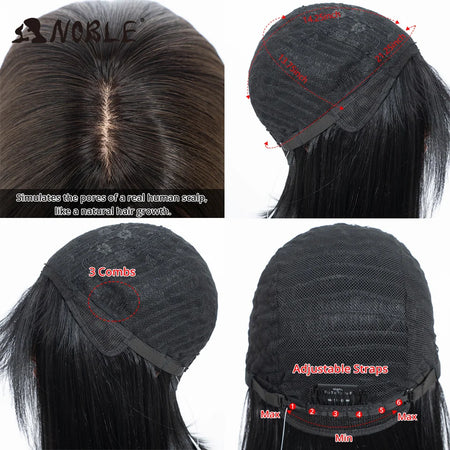 Noble Bob Wig - Silky Straight 16 Inch Synthetic Wig with Bangs for Cosplay and Daily Wear