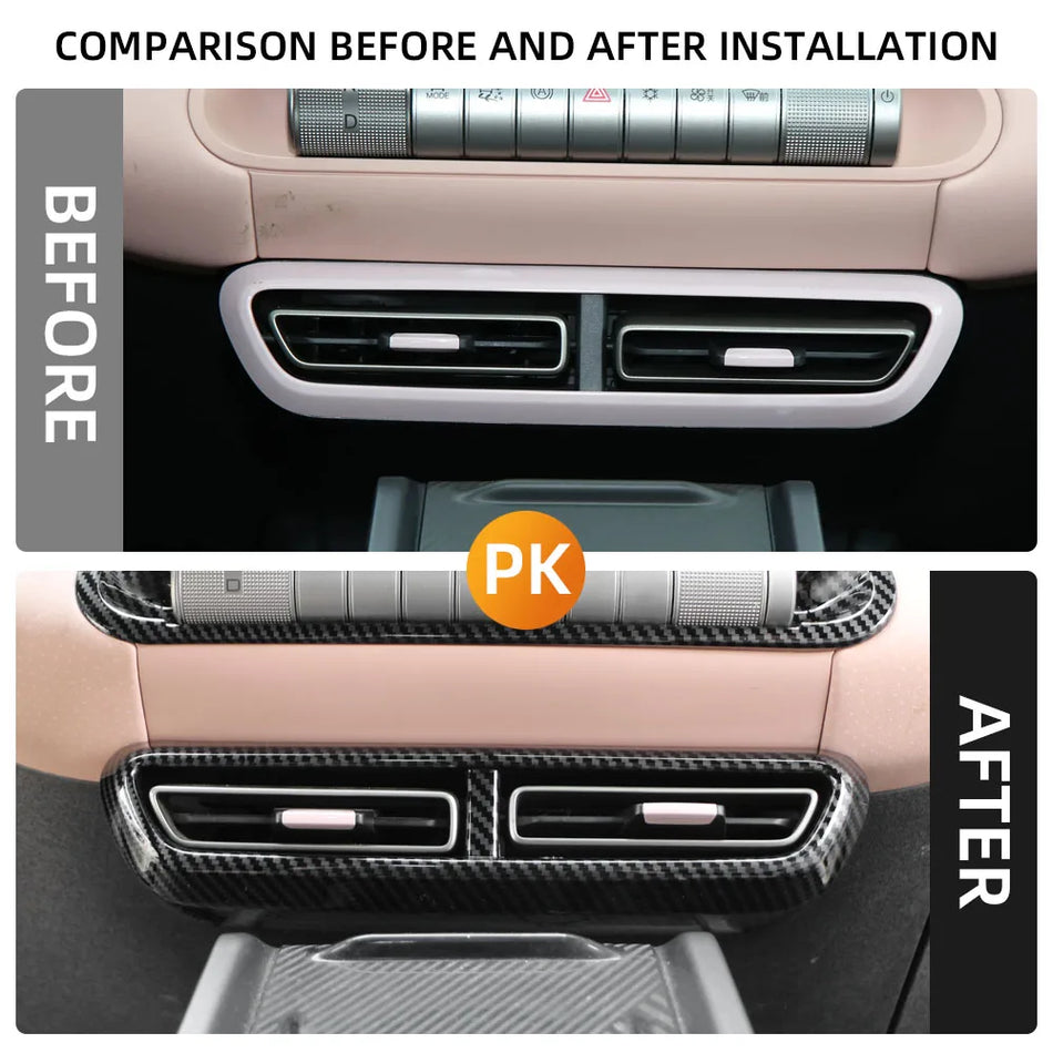 Капак за рамка на вентилационен отвор BYD Dolphin, изработен от ABS с имитация на въглеродни влакна, черен