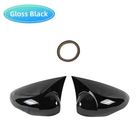 Bat Style Mirror Cover For Ford Fiesta 2008 2017 Black Bright black