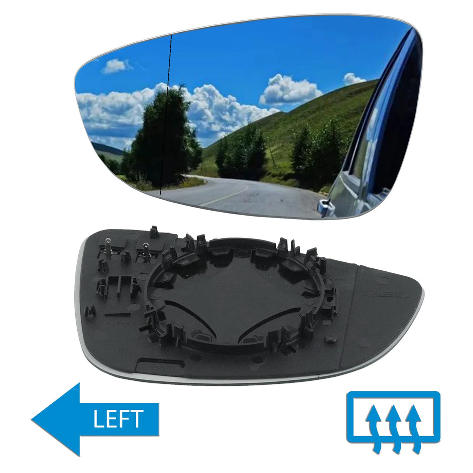 VW Passat B7 Heated Left NS Wing Door Mirror Glass