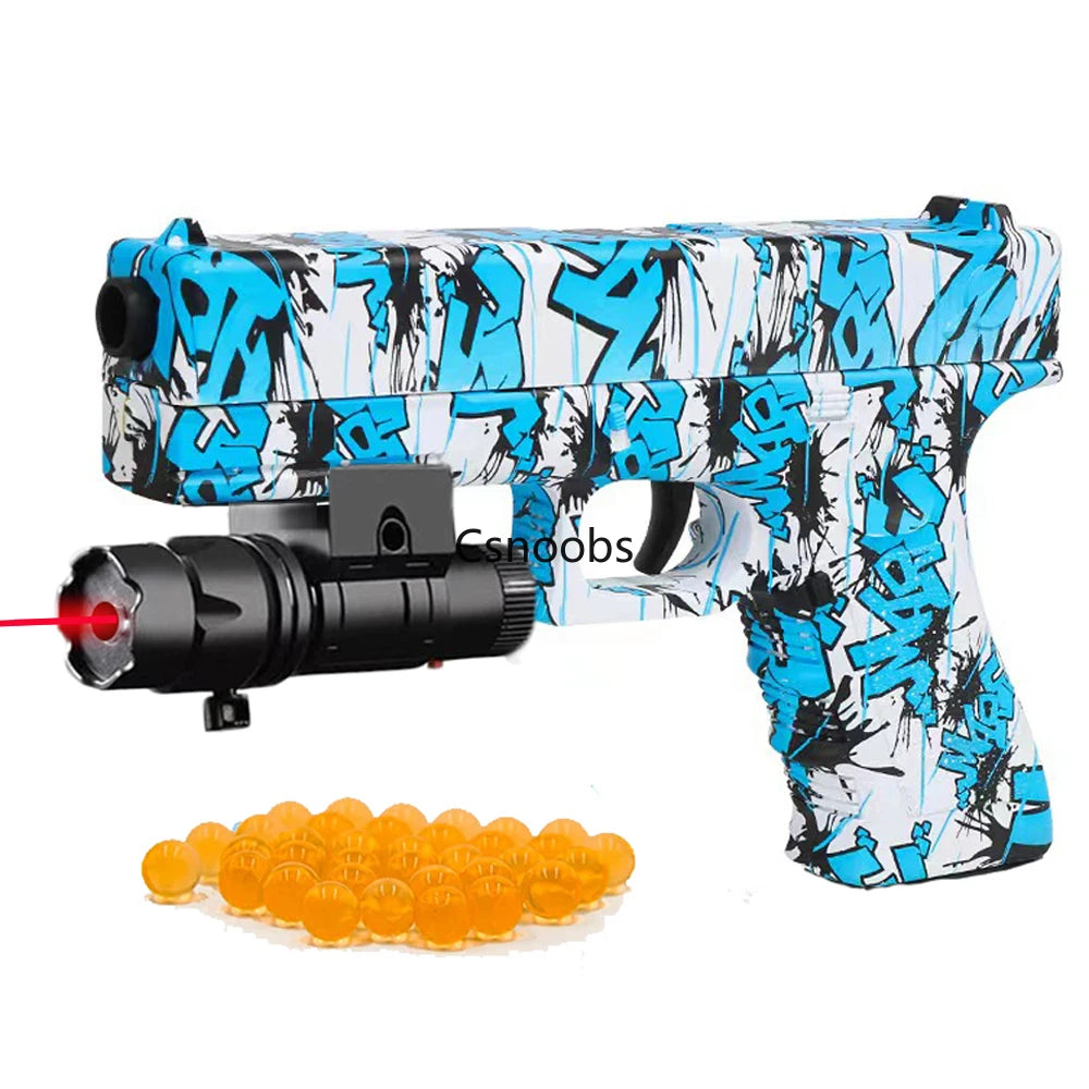 Laser-Equipped G17 Gel Ball Soft Bullet Toy Gun for Outdoor Sports - Ideal Children's Gift Blue with laser / CHINA