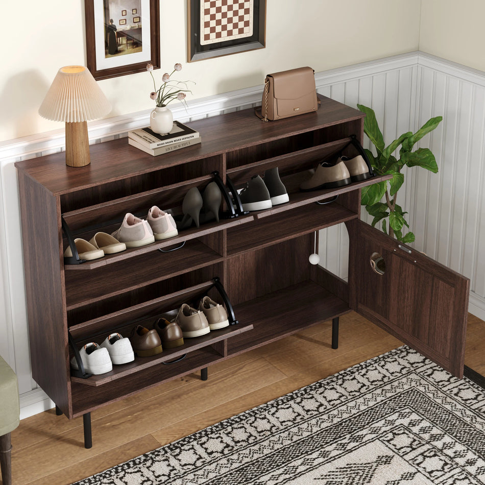 Στενός Ντουλάπι Παπουτσιών Διαδρόμου Με 3 Αναδιπλούμενες Ράφτες Παιχνίδι Γάτας