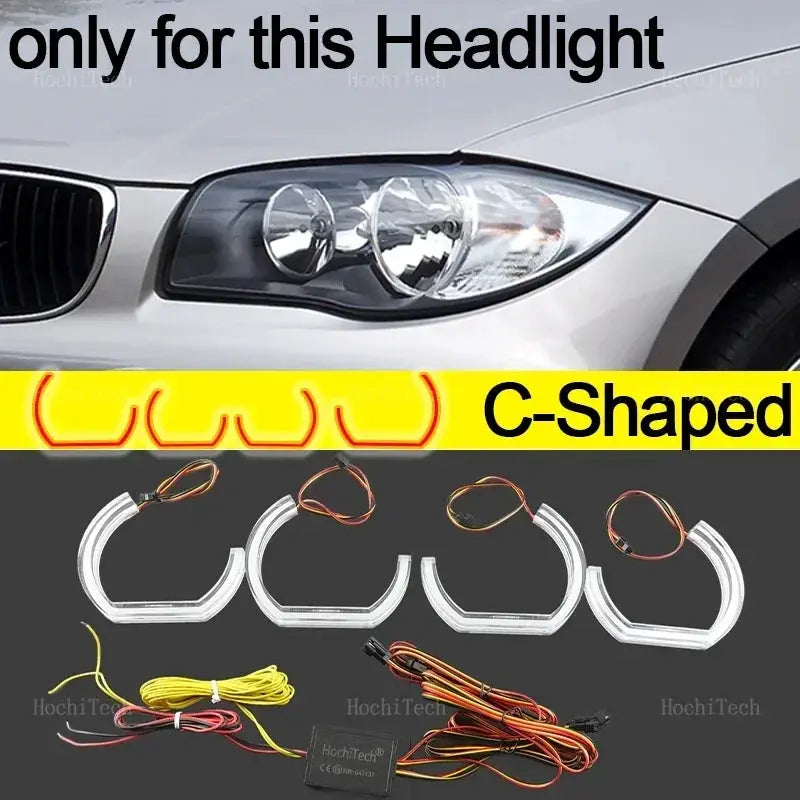 For BMW 1 Series E81 E82 E87 E88 2004-2013 RGB colorful Dynamic light Angel Eyes Rings Led APP control Turn signal Light by InterCyprus Trading Ltd