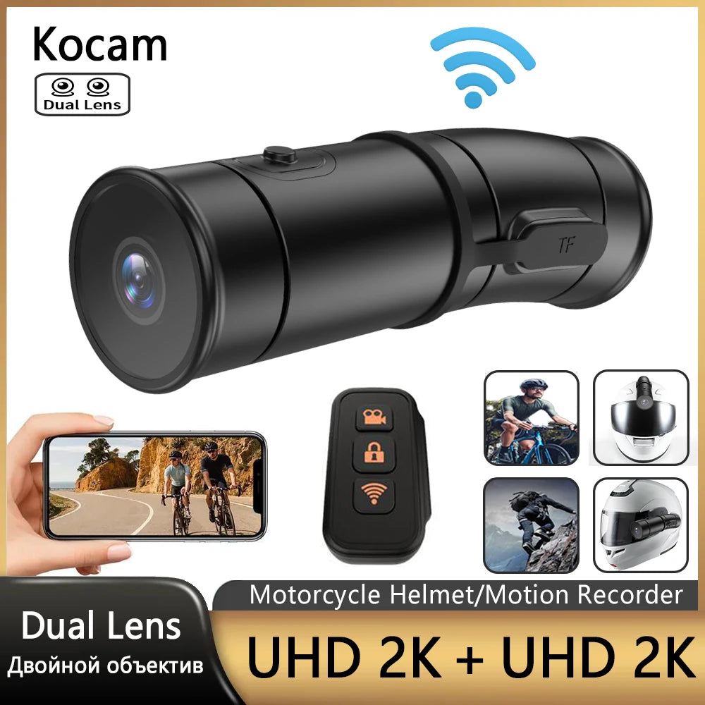 2K Helmet Camera WiFi Dual UHD &ndash; Waterproof Action Cam with Electronic Image Stabilization