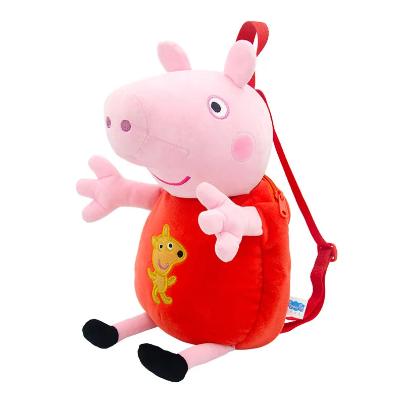 Peppa Pig Backpack Buy One Get One Free Stereoscopic Anime Doll Plush Backpack Soft Plush Toy Bag Boys Girl Birthday Gifts