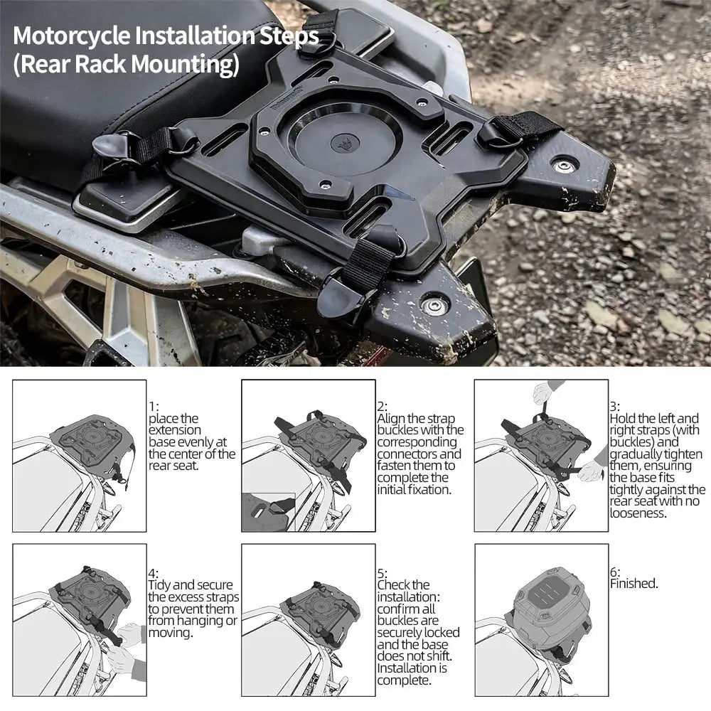 Rhinowalk Motorcycle Magnetic Bag Expansion Base For MJX2011 Back Seat Tail Saddle Extended Installation not for Tank Bag Mount by InterCyprus Trading Ltd