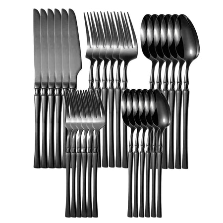 30Pcs Stainless Steel Flatware Set &ndash; Eco-Friendly and Dishwasher Safe Black