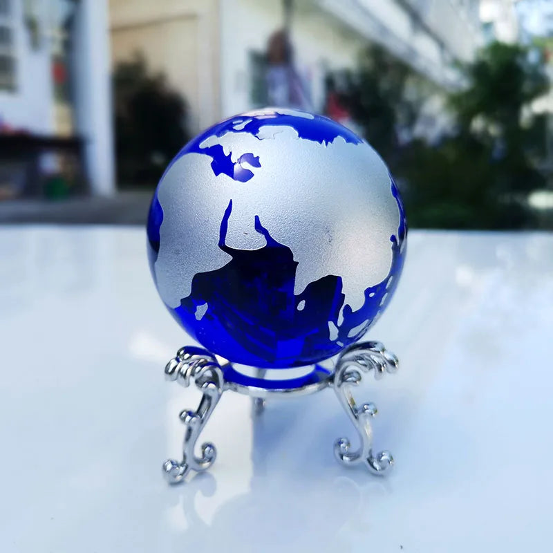60mm Crystal Ball Blue World Globe Stand &ndash; Crystal Clarity 4 / 60mm