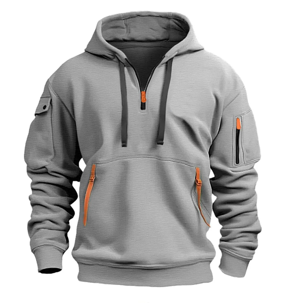 Biy 2024  Dropped Shoulder Hooded Sweatshirt Men's Women's Plus Size Loose Pullover Fashion Sweatshirt Light gray / CHINA / M