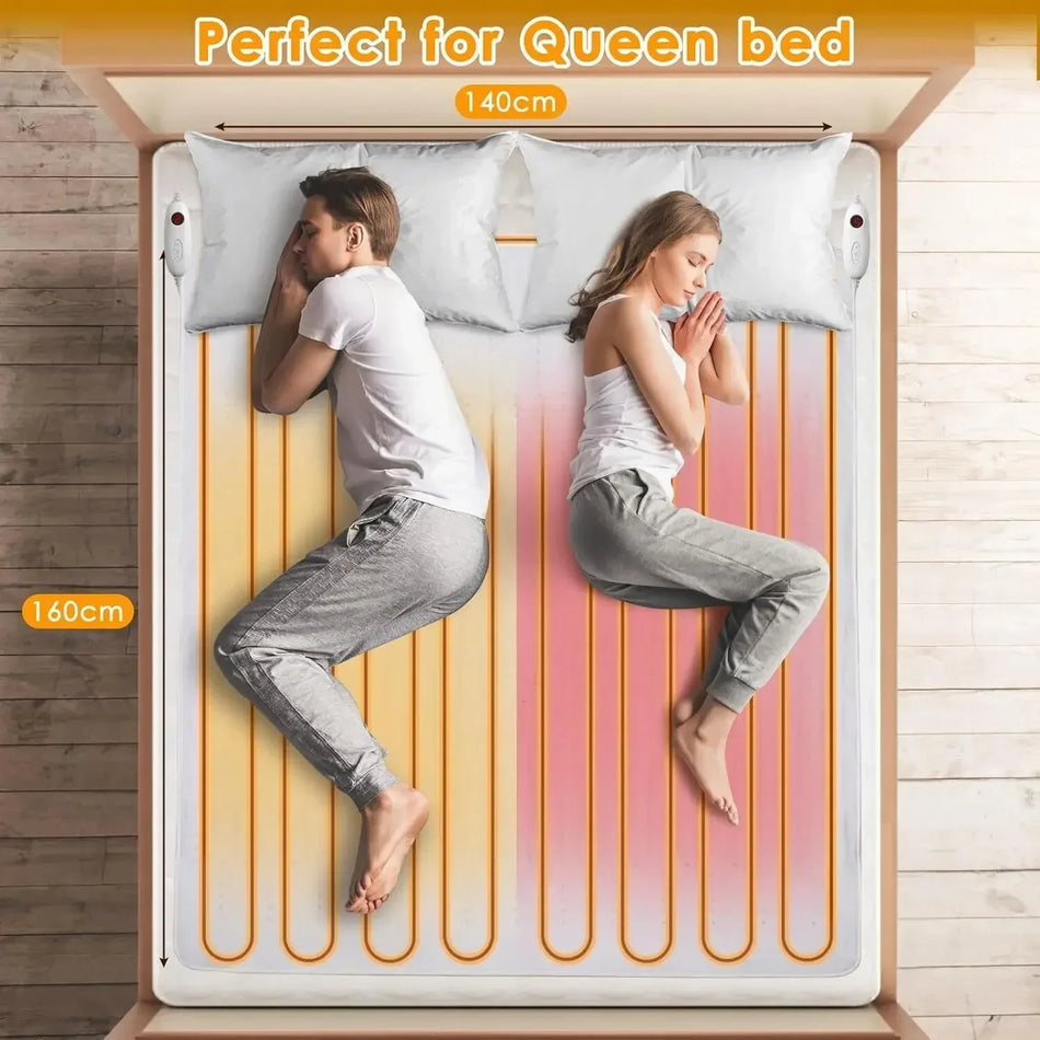 Dvojni ogrevani ležiščni podložek 187x140cm odeja 6 nastavitev