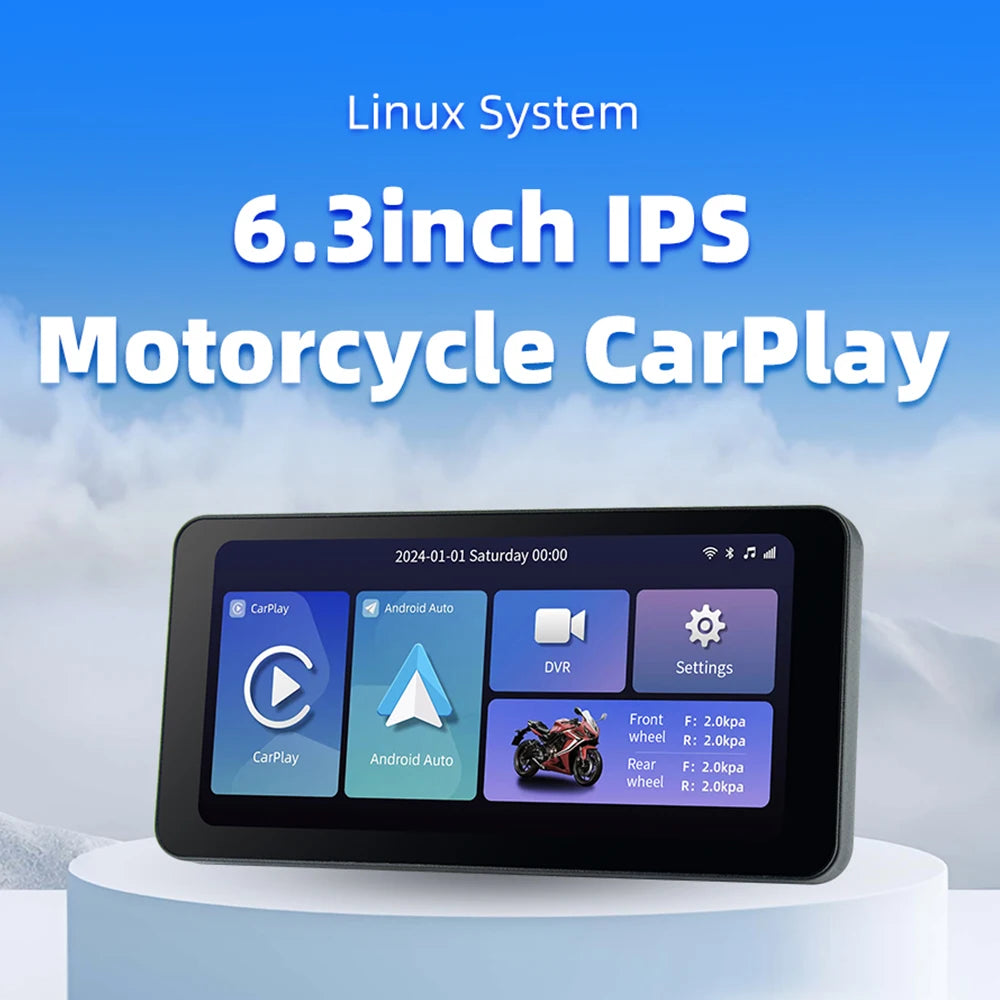 EKIY 6.3 Inch Wireless CarPlay Moto Android Auto GPS &ndash; Waterproof Portable Motorcycle Navigation Display