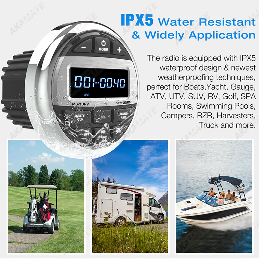 MS-10RV-1 - Waterproof IPX5 Bluetooth RV Media Player