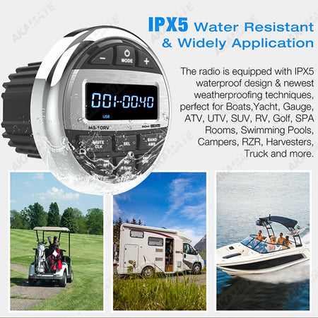 MS-10RV-1 - Waterproof IPX5 Bluetooth RV Media Player