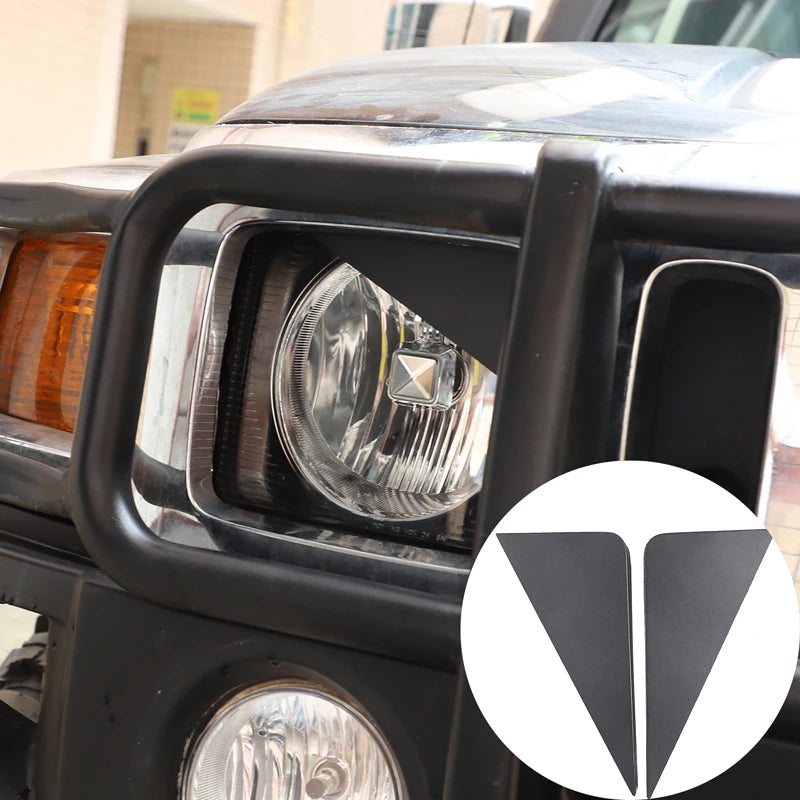 2Pcs Carbon Steel Black Headlight Decorative Covers For H3