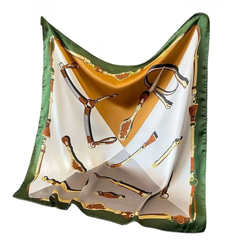 68cm Chain Printed Scarf &ndash; Stylish Versatility for All Seasons green