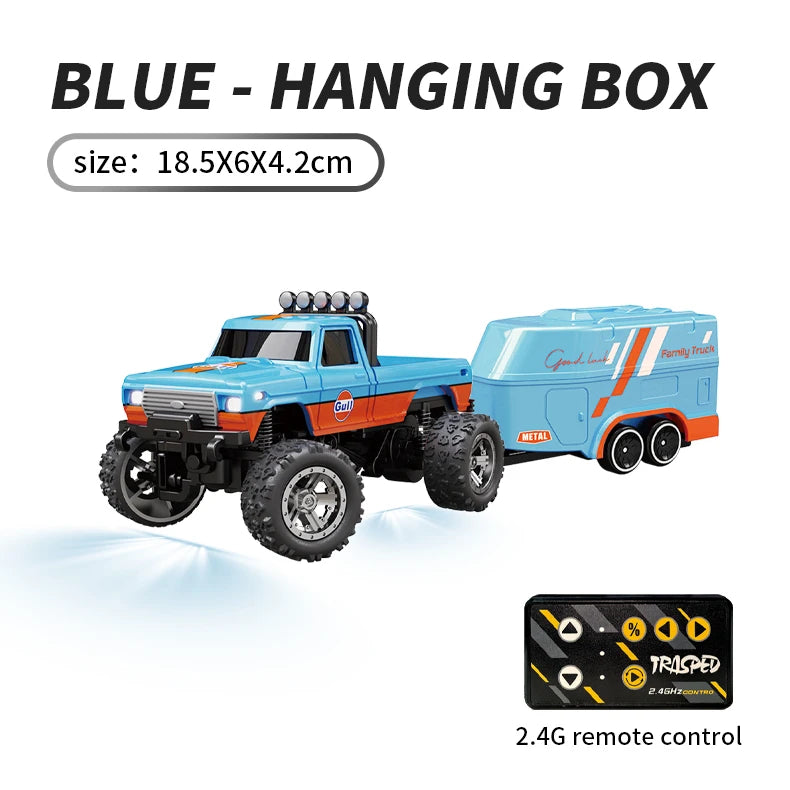 1/64 RC Car 2.4G Remote &ndash; Alloy Off Road Climber LED BL OR with trailer