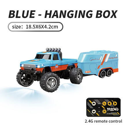 1/64 RC Car 2.4G Remote &ndash; Alloy Off Road Climber LED BL OR with trailer