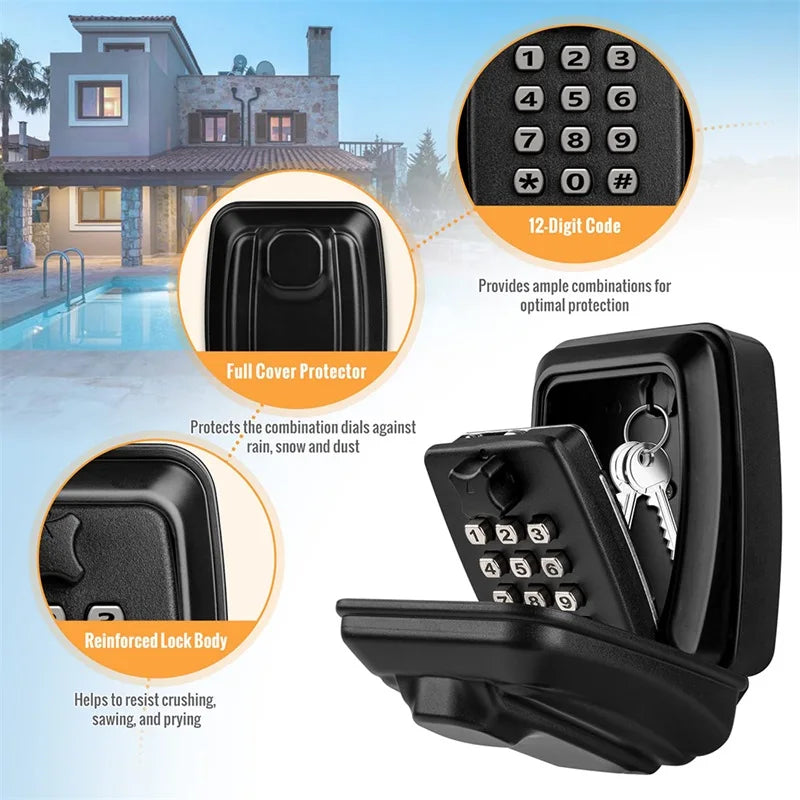Creative Waterproof Hanging Key Box - 12 Digit Code Lock