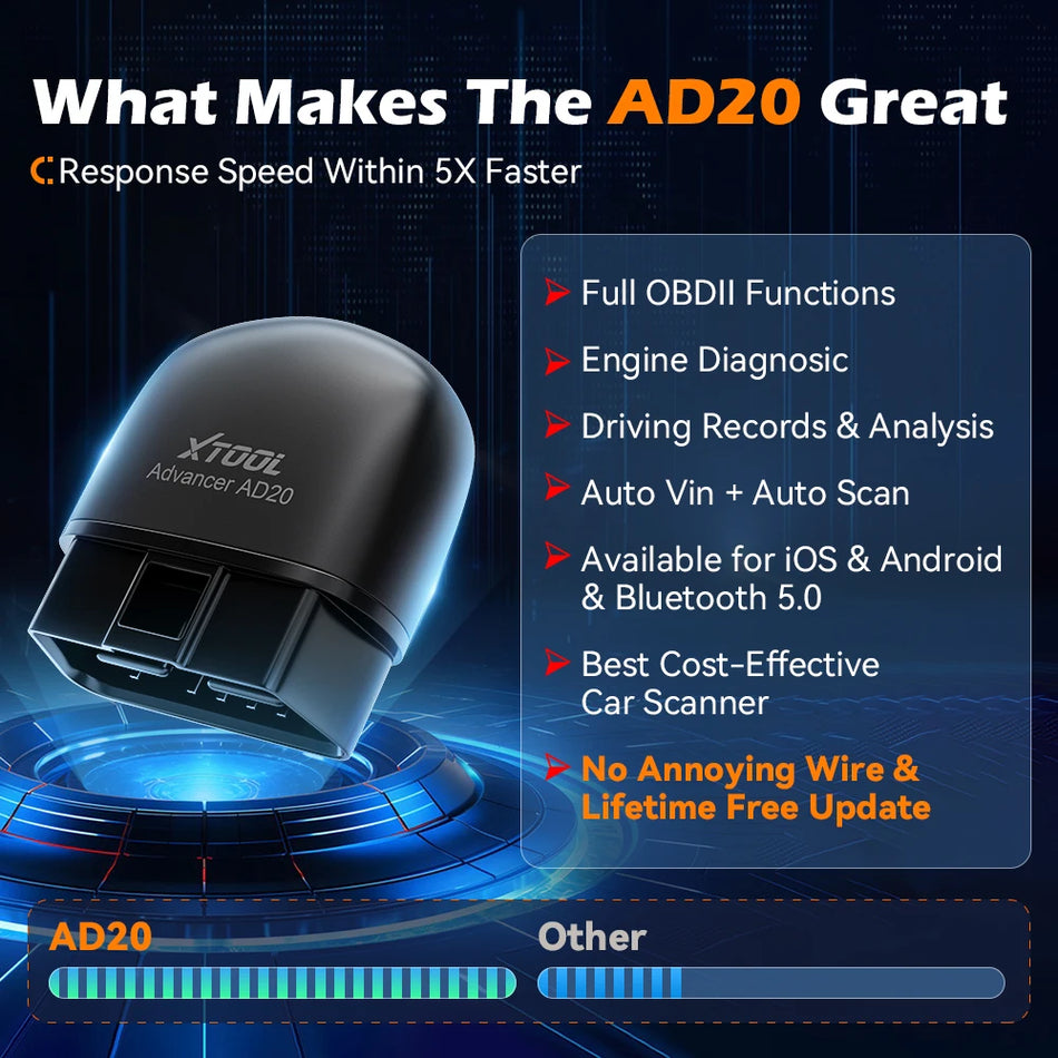 XTOOL Advancer AD20 Mini Bluetooth OBD2 Scanner für Android/iOS Codes lesen/löschen