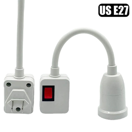 Flexible E27 Lamp Holder with On/Off Switch and Multiplug Adaptability US Plug-E27 25CM