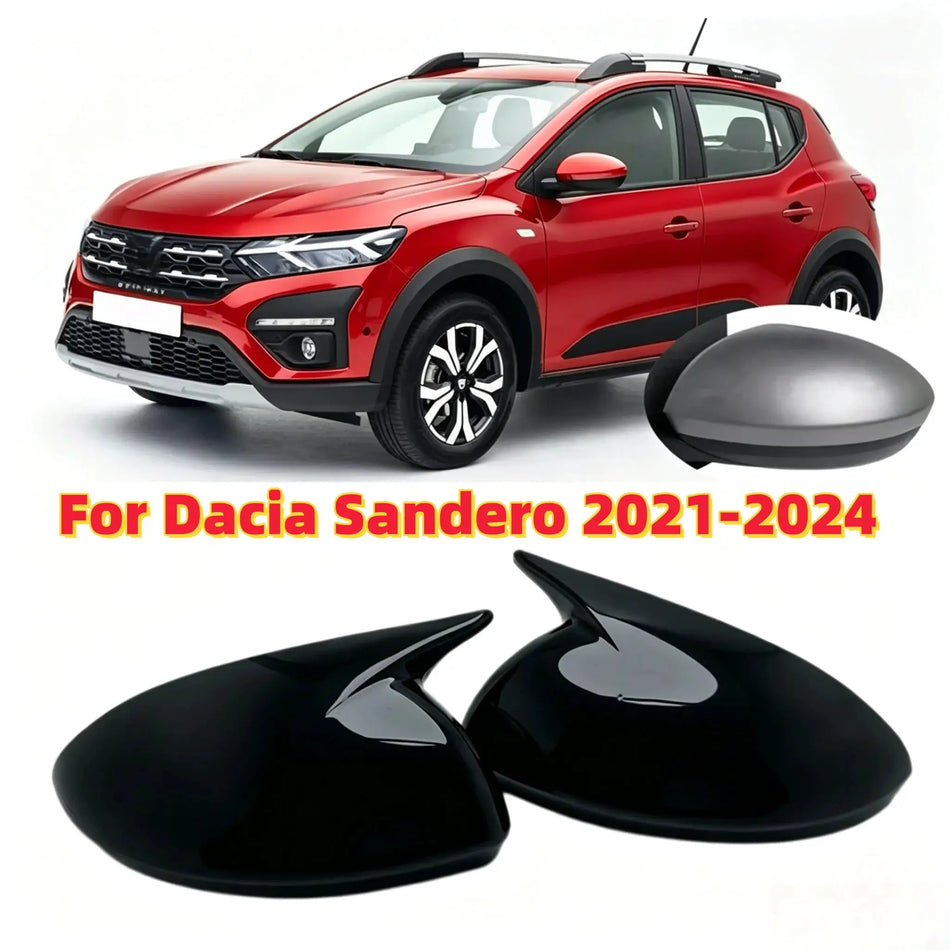 Side Mirror Cover Caps Glossy Black ABS For Dacia Sandero by InterCyprus Trading Ltd