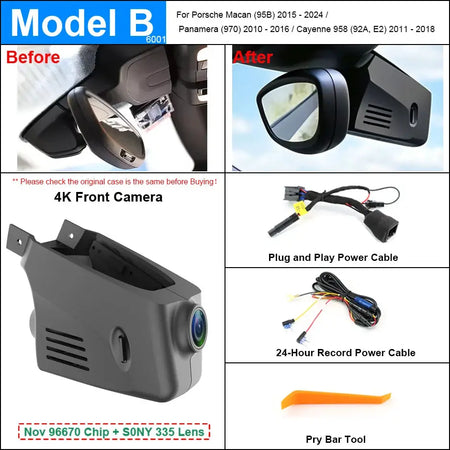 Plug and Play Hidden 4K Dash Cam Car DVR Front/Rear Camera For Porsche Panamera Cayenne Macan Taycan 911 718 2010-2025 by InterCyprus Trading Ltd