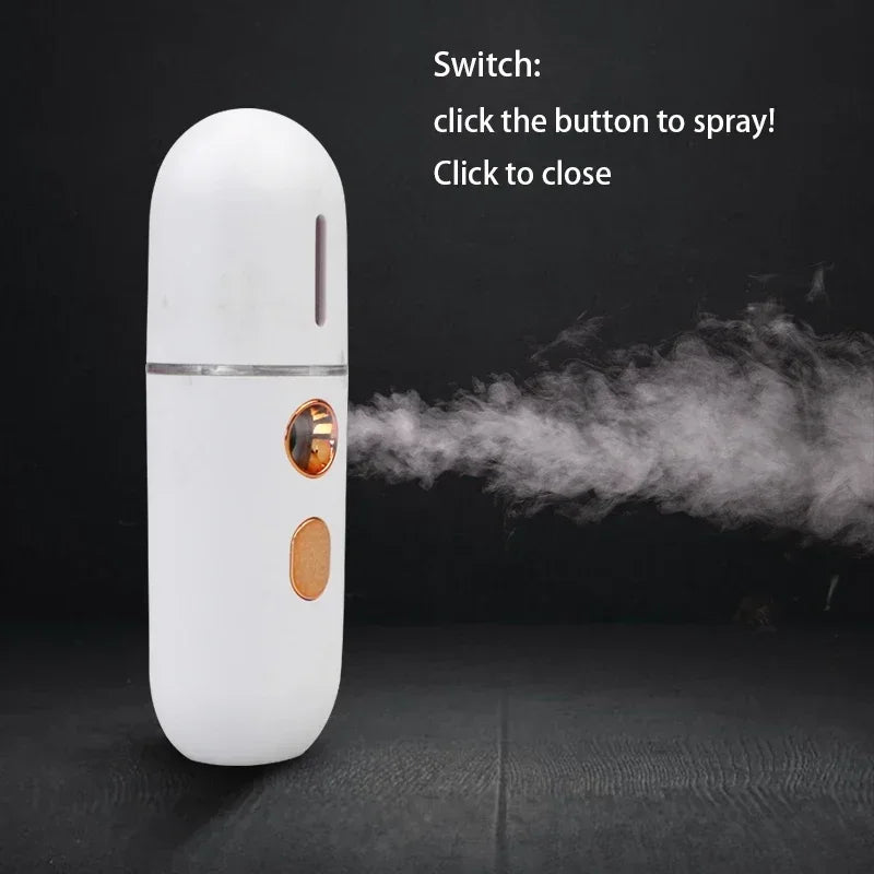 Mini Portable Humidifier Nano Mister - Rechargeable Facial Steamer C581-white