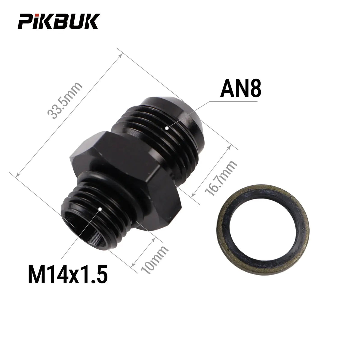 PIKBUK Aluminum AN8 Male to M10x1 M12/14/16/18x1.5 Adapter Flare Fitting Auto Hose Fitting Male Oil Cooler Fitting by InterCyprus Trading Ltd