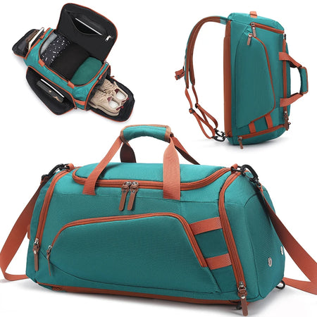 Gym Fitness Backpack Travel Bag &ndash; Dry Wet Compartment Blue