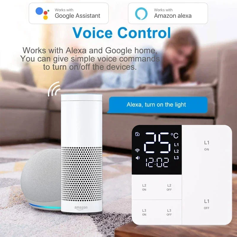 Tuya Smart Wifi Switch &ndash; Temp Time Display 100-250V 1G2G3G