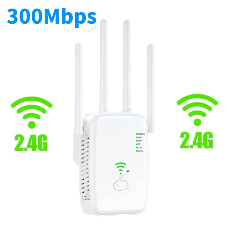 1200Mbps WiFi Repeater &ndash; Dual Band 5G 2 4GHz Range Extender 2.4G 300Mbps White / EU Plug / CHINA
