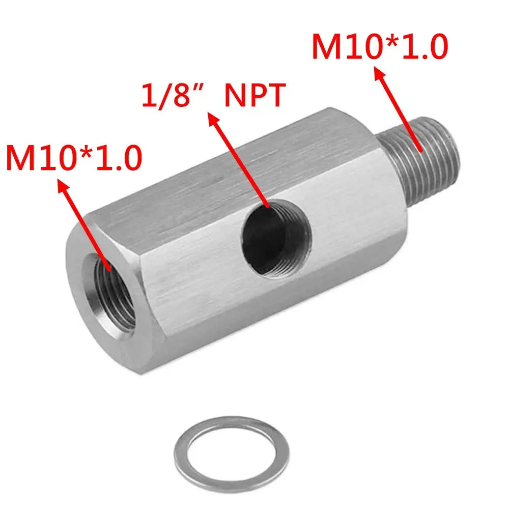 1/8'' BSPT & 1/8'' NPT & M10 Stainless Steel Oil Pressure Sensor Connector Joint to NPT Tee Adapter Turbo Accessories Adapter by InterCyprus Trading Ltd