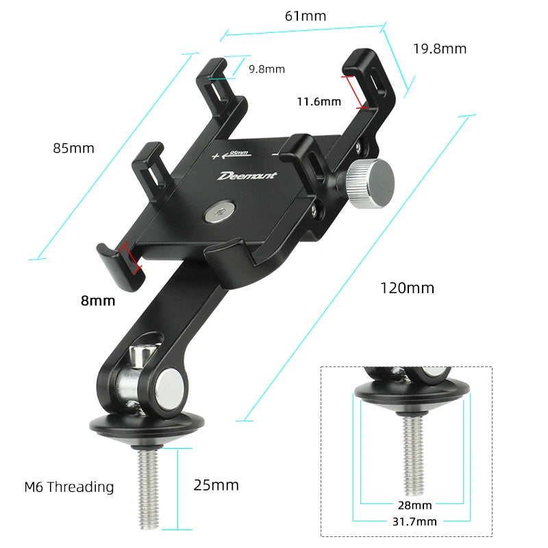 Deemount Bicycle Phone Holder &ndash; Secure Aluminum Mounting for Easy Access