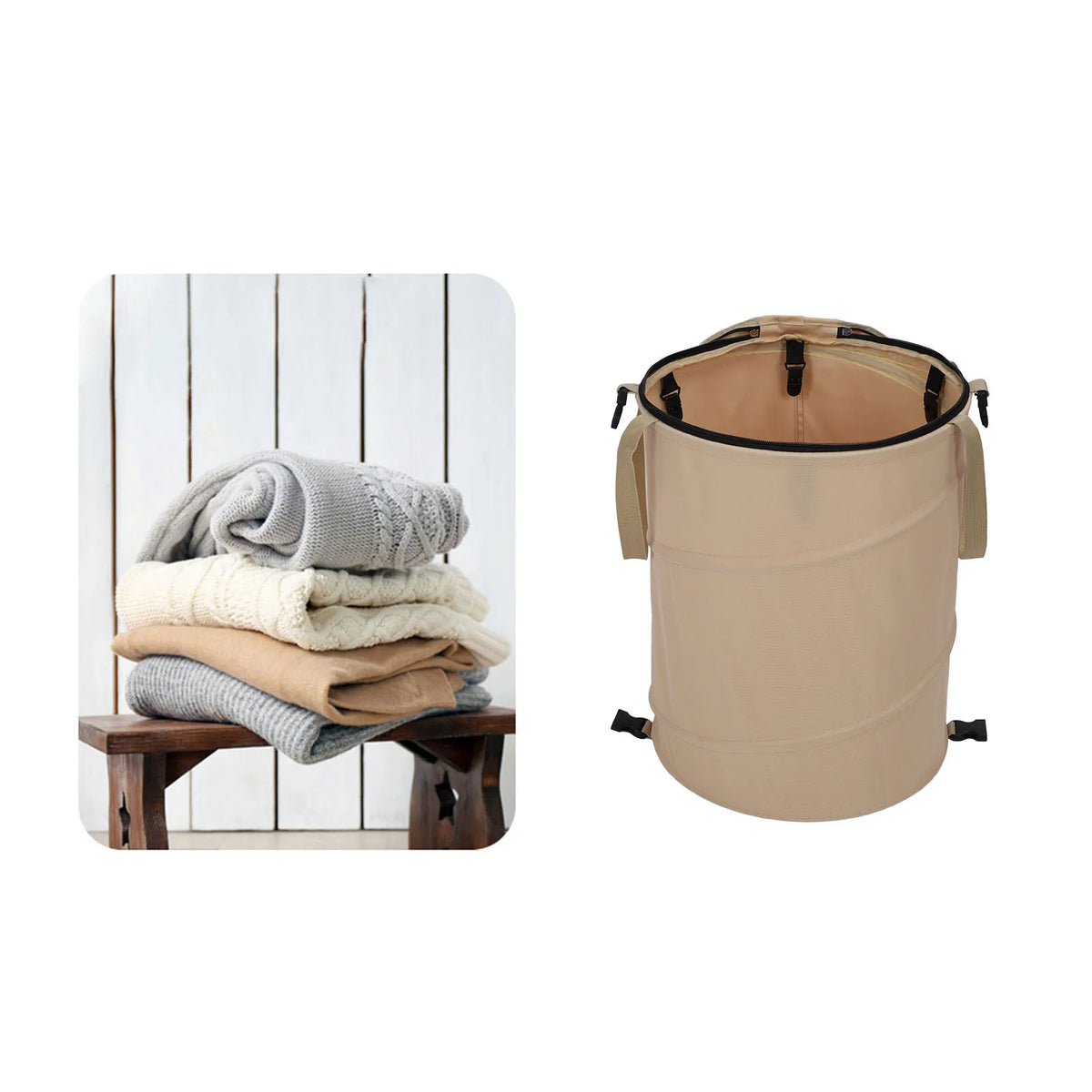 Camping Trash Can &ndash; Large 37.8L Capacity Foldable With Lid