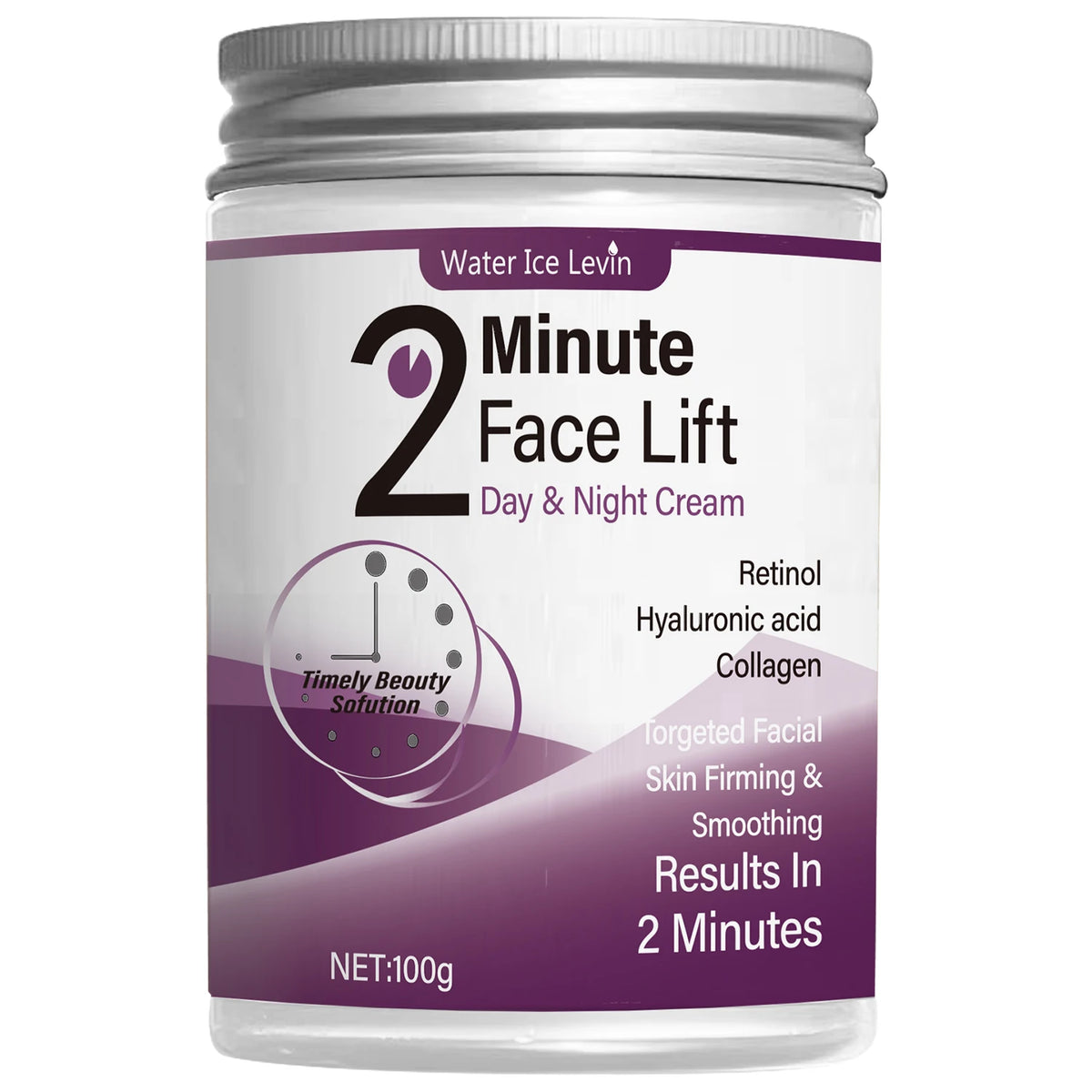 Water Ice Levin 2 Minutes Facial Lifting Cream &ndash; Fast Absorption with Retinol and Hyaluronic Acid One Bottle / 100G