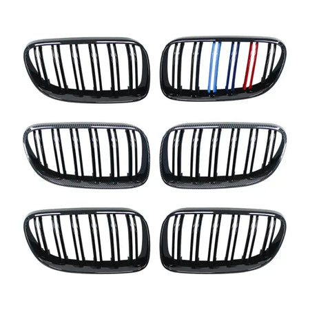 BMW E92 E93 Front Kidney Grille 2Pcs Double Slat Black